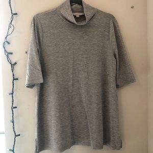LOFT Gray Mock Turtle Neck Tee